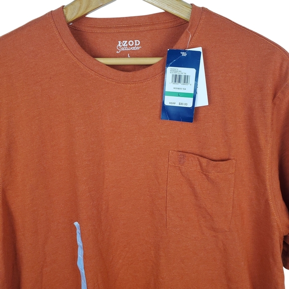 Izod Saltwater Orange Short Sleeve Tee Relaxed Fit. NWT. Men's LG. A0007 - Picture 2 of 11